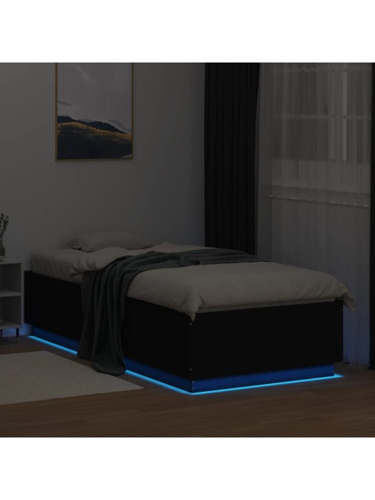 Rám postele s LED osvětlením černý 90 x 200 cm kompozitní dřevo