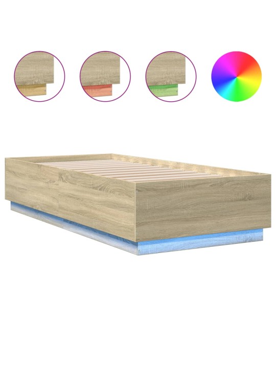 Rám postele s LED osvětlením dub sonoma 90 x 200 cm kompozit