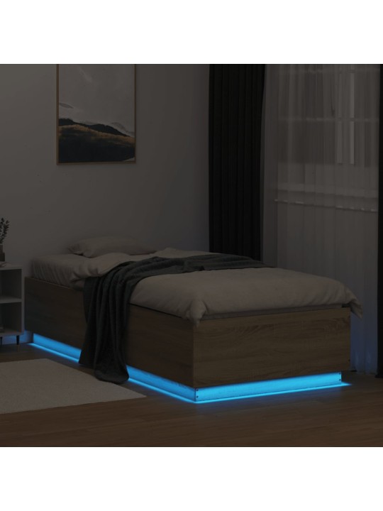 Rám postele s LED osvětlením dub sonoma 90 x 200 cm kompozit