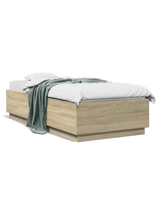Rám postele s LED osvětlením dub sonoma 90 x 200 cm kompozit