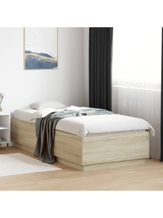 Rám postele s LED osvětlením dub sonoma 90 x 200 cm kompozit