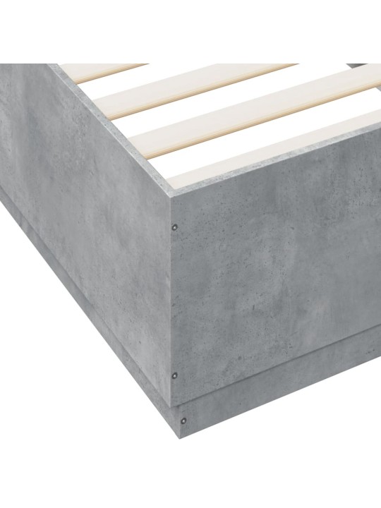 Rám postele s led osvětlením betonově šedý 90 x 200 cm kompozit