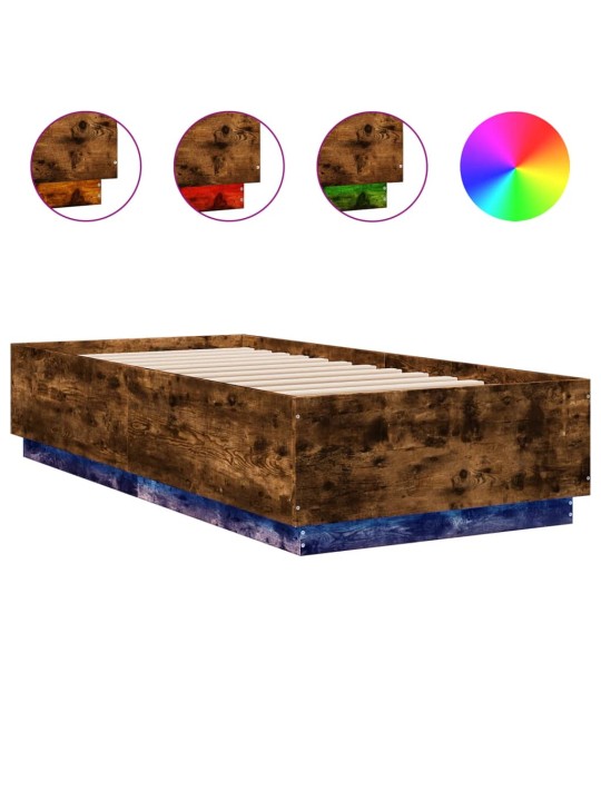 Rám postele s LED osvětlením kouřový dub 90 x 200 cm kompozit