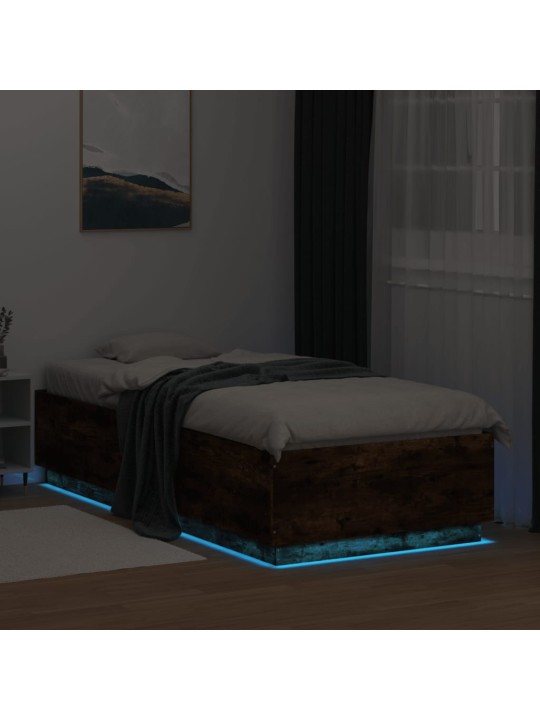 Rám postele s LED osvětlením kouřový dub 90 x 200 cm kompozit