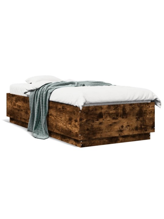Rám postele s LED osvětlením kouřový dub 90 x 200 cm kompozit