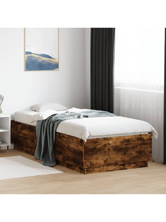 Rám postele s LED osvětlením kouřový dub 90 x 200 cm kompozit