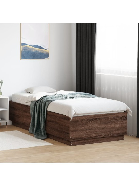 Rám postele s led osvětlením hnědý dub 90 x 200 cm kompozit