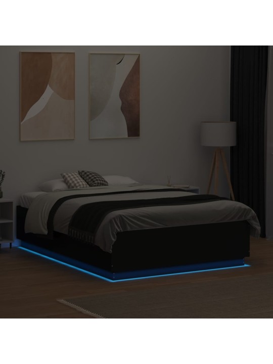 Rám postele s led osvětlením černý 140x190 cm kompozitní dřevo