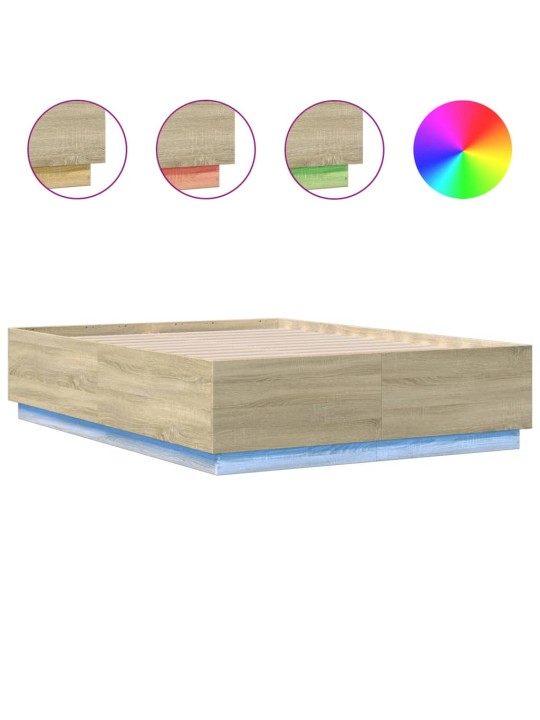 Rám postele s led osvětlením dub sonoma 140 x 190 cm kompozit