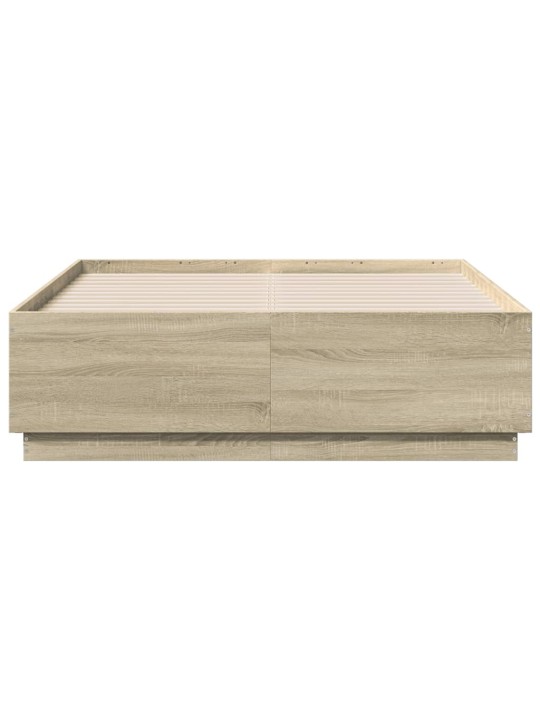 Rám postele s led osvětlením dub sonoma 140 x 190 cm kompozit