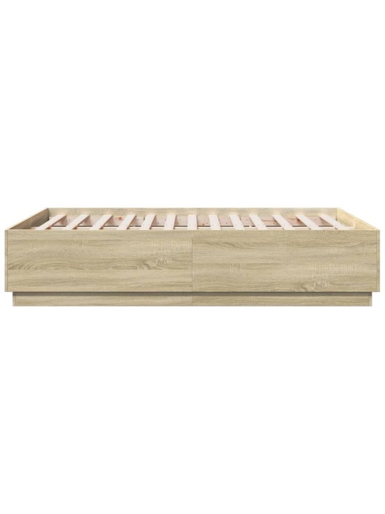 Rám postele s led osvětlením dub sonoma 140 x 190 cm kompozit