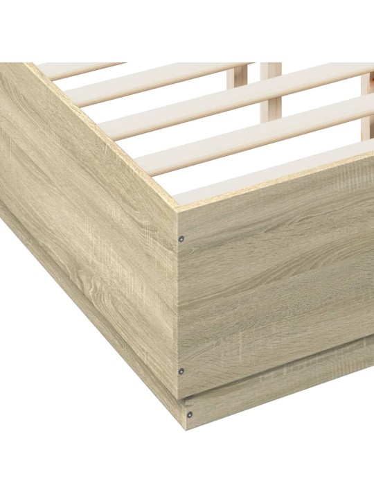 Rám postele s led osvětlením dub sonoma 140 x 190 cm kompozit