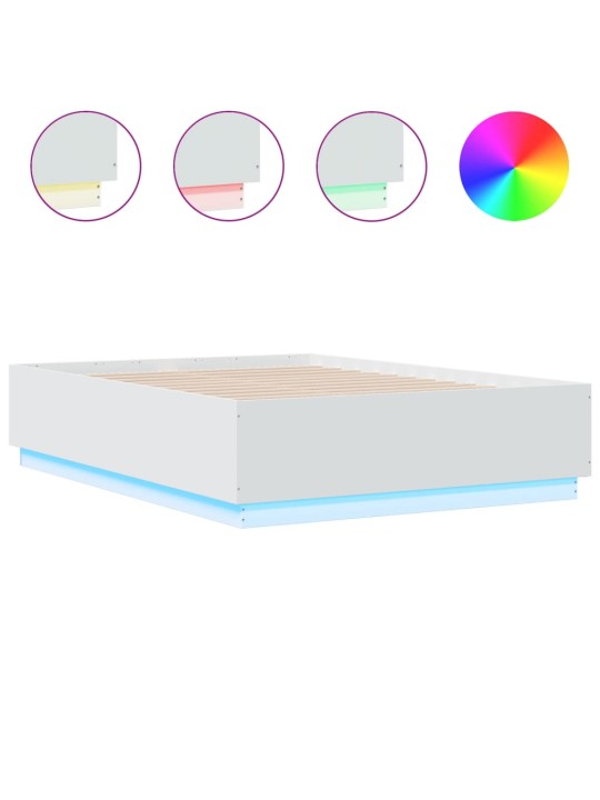 Rám postele s LED osvětlením bílý 135 x 190 cm kompozitní dřevo