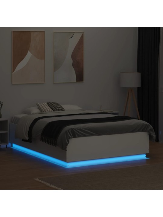 Rám postele s LED osvětlením bílý 135 x 190 cm kompozitní dřevo