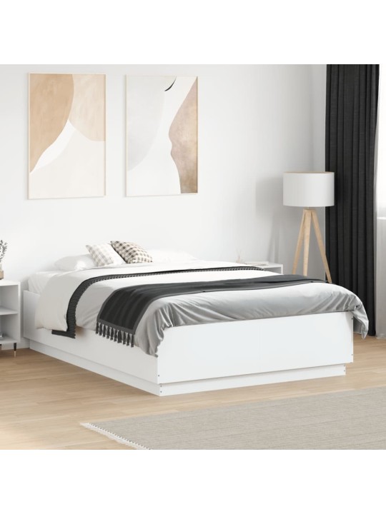 Rám postele s LED osvětlením bílý 135 x 190 cm kompozitní dřevo