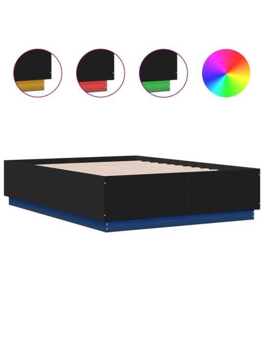 Rám postele s led osvětlením černý 135x190 cm kompozitní dřevo