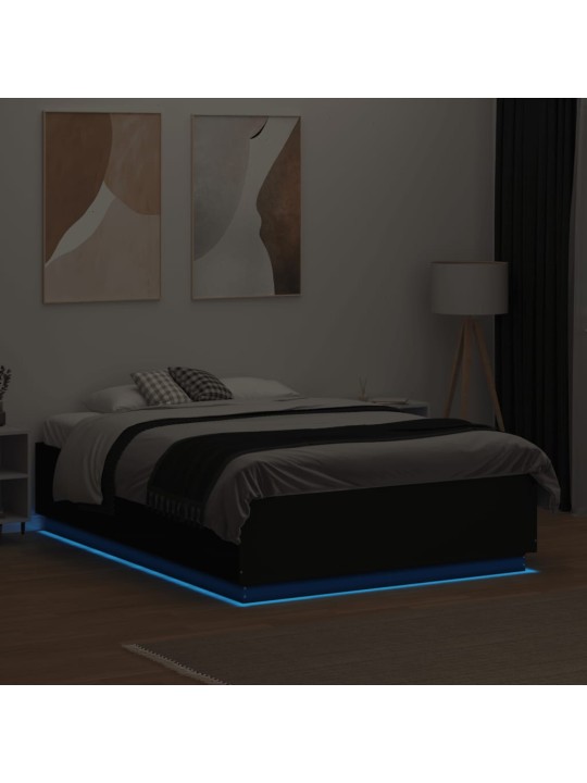 Rám postele s led osvětlením černý 135x190 cm kompozitní dřevo