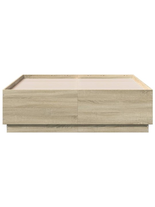 Rám postele s LED osvětlením dub sonoma 135 x 190 cm kompozit