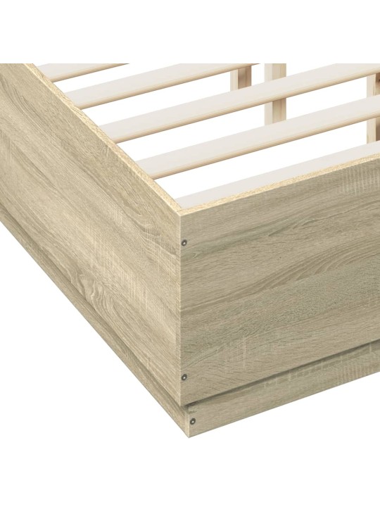 Rám postele s LED osvětlením dub sonoma 135 x 190 cm kompozit