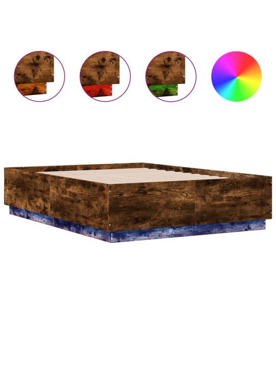 Rám postele s led osvětlením kouřový dub 135 x 190 cm kompozit