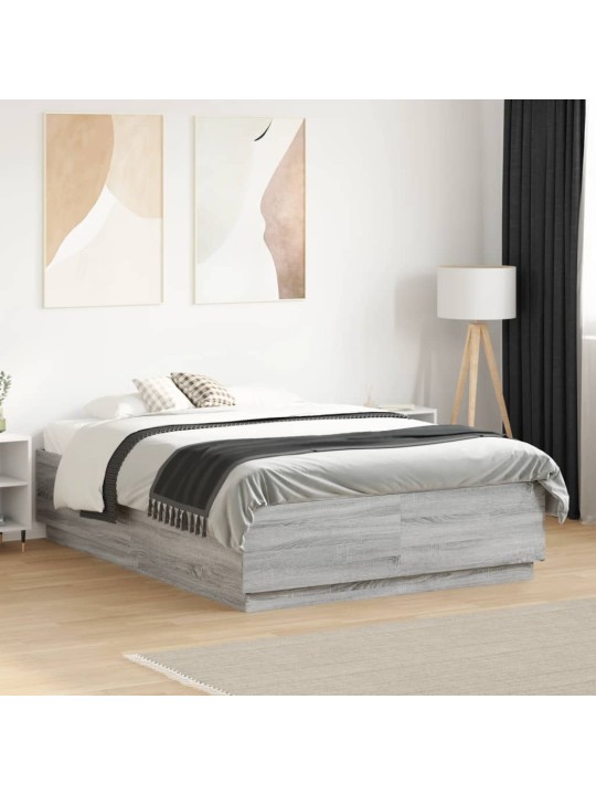 Rám postele s led osvětlením šedý sonoma 135 x 190 cm kompozit