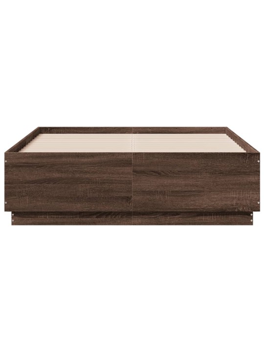 Rám postele s led osvětlením hnědý dub 135 x 190 cm kompozit