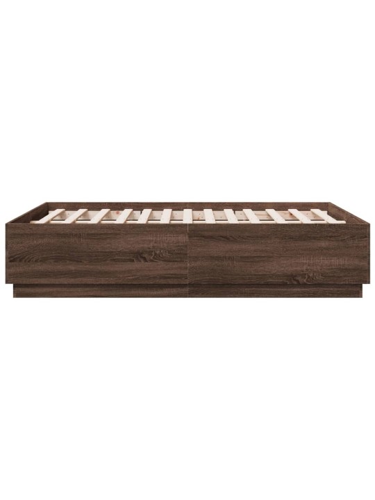 Rám postele s led osvětlením hnědý dub 135 x 190 cm kompozit