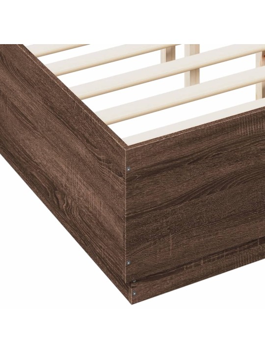 Rám postele s led osvětlením hnědý dub 135 x 190 cm kompozit