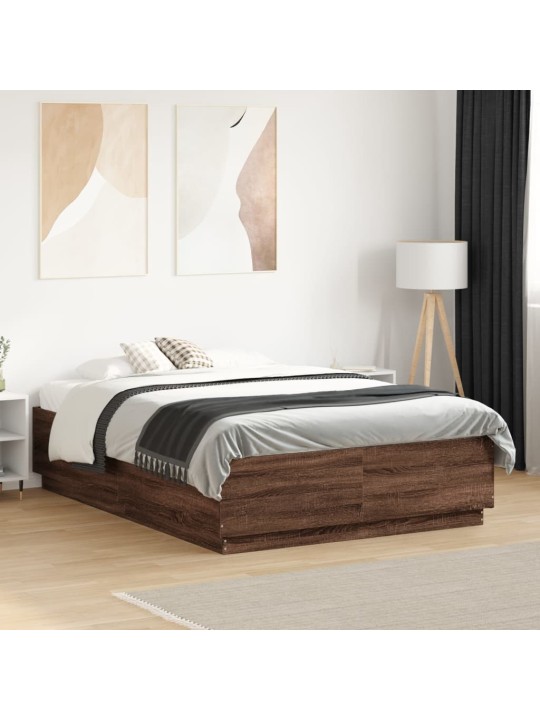 Rám postele s led osvětlením hnědý dub 135 x 190 cm kompozit