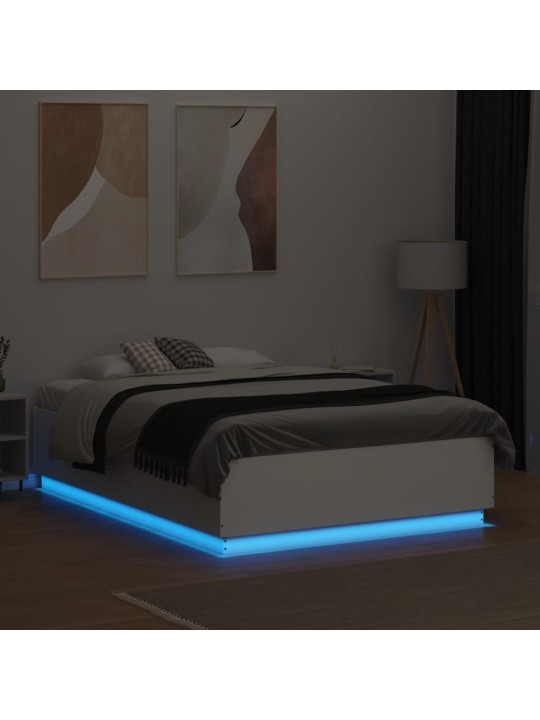 Rám postele s LED osvětlením bílý 120 x 190 cm kompozitní dřevo