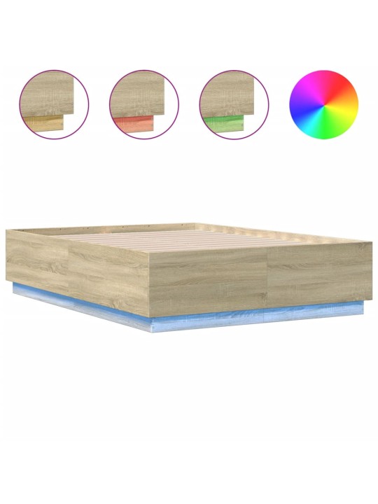 Rám postele s LED osvětlením dub sonoma 120 x 190 cm kompozit