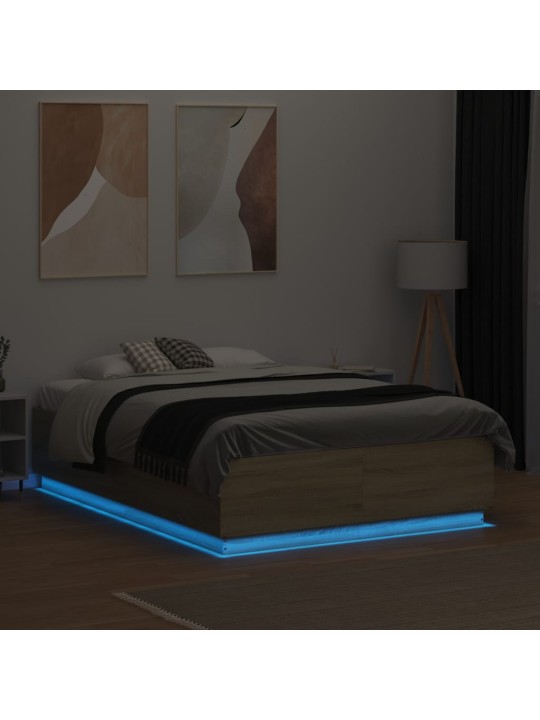 Rám postele s LED osvětlením dub sonoma 120 x 190 cm kompozit