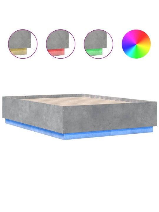 Rám postele s led osvětlením betonově šedý 120x190 cm kompozit