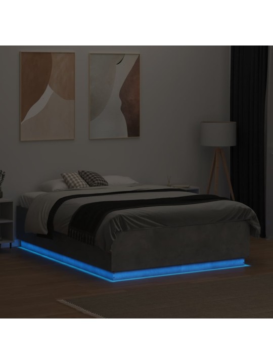 Rám postele s led osvětlením betonově šedý 120x190 cm kompozit