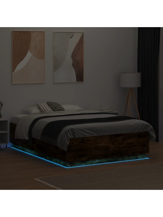 Rám postele s led osvětlením kouřový dub 120 x 190 cm kompozit