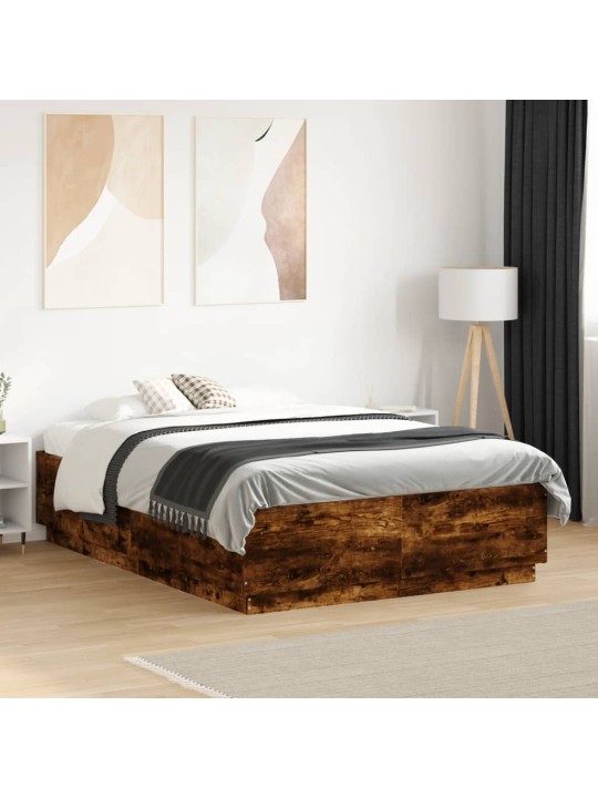 Rám postele s led osvětlením kouřový dub 120 x 190 cm kompozit