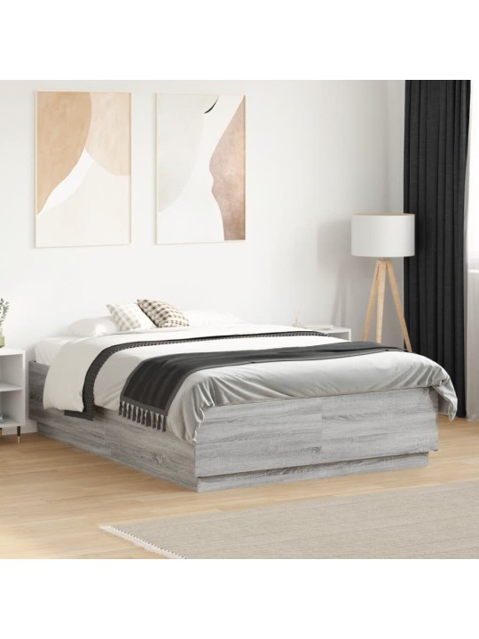 Rám postele s led osvětlením šedý sonoma 120 x 190 cm kompozit