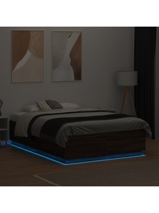 Rám postele s led osvětlením hnědý dub 120 x 190 cm kompozit