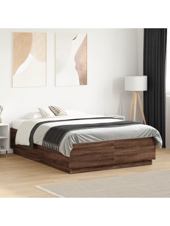 Rám postele s led osvětlením hnědý dub 120 x 190 cm kompozit