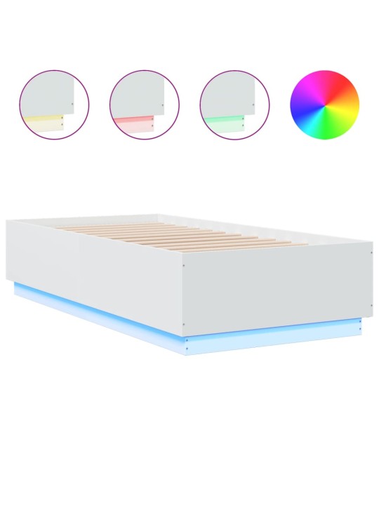 Rám postele s LED osvětlením bílý 90 x 190 cm kompozitní dřevo