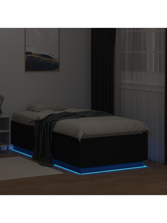 Rám postele s LED osvětlením černý 90 x 190 cm kompozitní dřevo