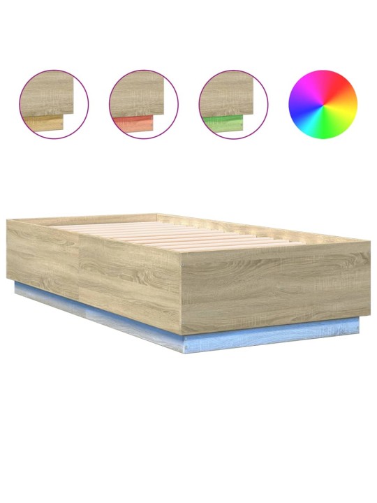 Rám postele s LED osvětlením dub sonoma 90 x 190 cm kompozit