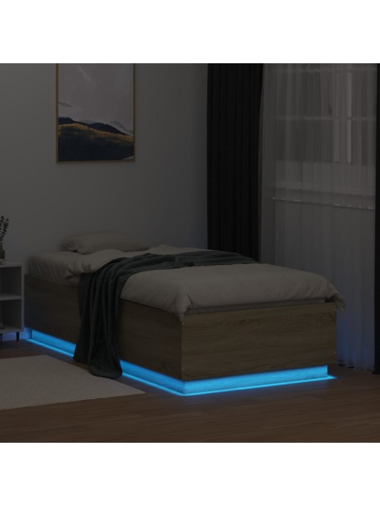 Rám postele s LED osvětlením dub sonoma 90 x 190 cm kompozit