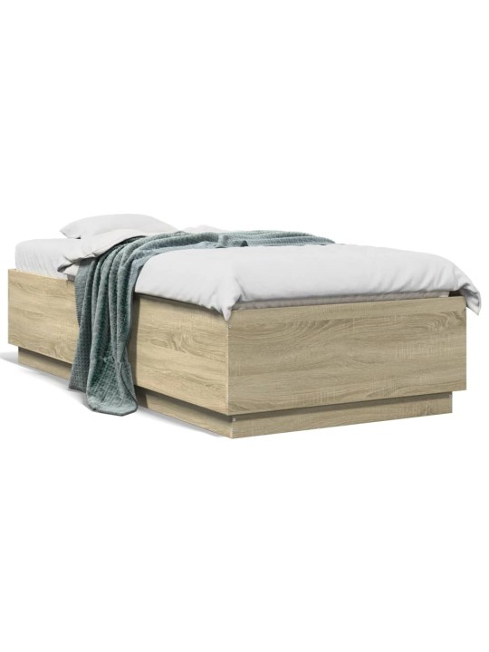 Rám postele s LED osvětlením dub sonoma 90 x 190 cm kompozit