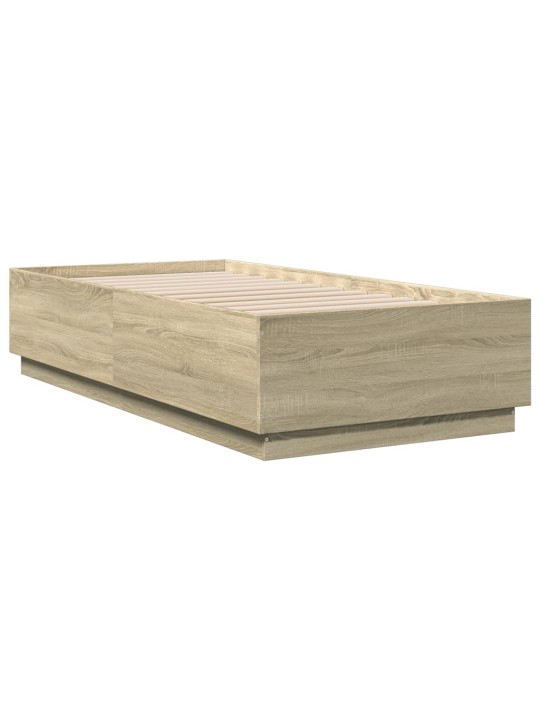 Rám postele s LED osvětlením dub sonoma 90 x 190 cm kompozit
