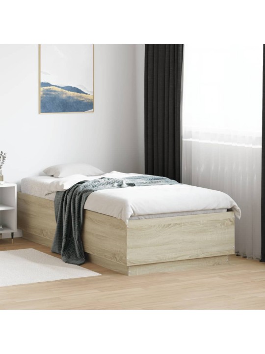 Rám postele s LED osvětlením dub sonoma 90 x 190 cm kompozit