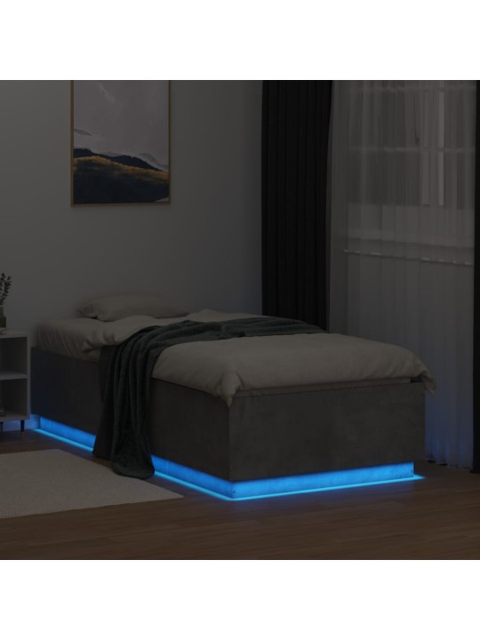 Rám postele s led osvětlením betonově šedý 90 x 190 cm kompozit