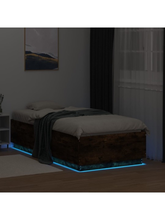 Rám postele s LED osvětlením kouřový dub 90 x 190 cm kompozit