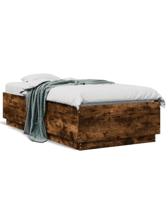 Rám postele s LED osvětlením kouřový dub 90 x 190 cm kompozit