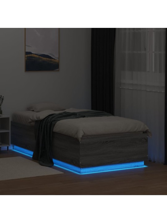 Rám postele s LED osvětlením šedý sonoma 90 x 190 cm kompozit